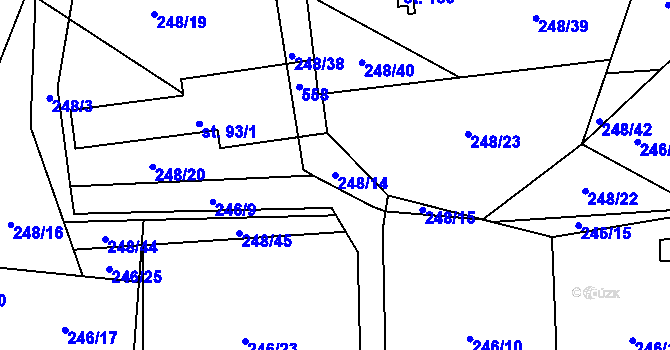 Parcela st. 248/14 v KÚ Trpišov, Katastrální mapa