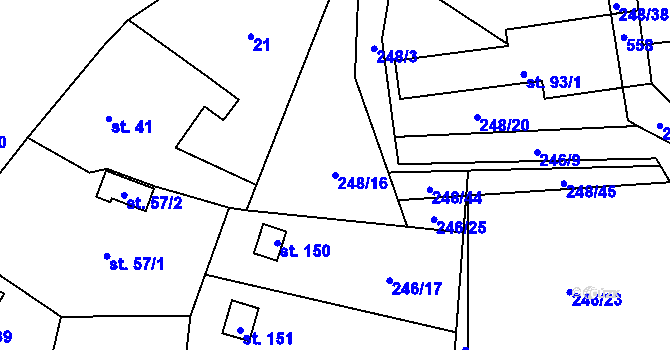 Parcela st. 248/16 v KÚ Trpišov, Katastrální mapa