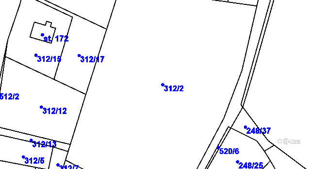Parcela st. 312/2 v KÚ Trpišov, Katastrální mapa