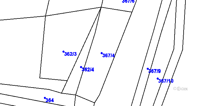 Parcela st. 367/4 v KÚ Trpišov, Katastrální mapa