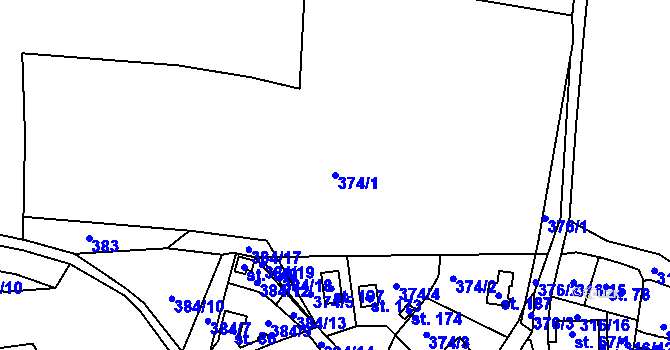Parcela st. 374/1 v KÚ Trpišov, Katastrální mapa