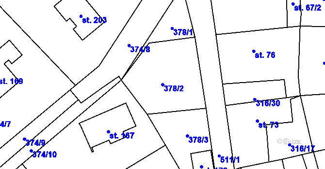 Parcela st. 378/2 v KÚ Trpišov, Katastrální mapa