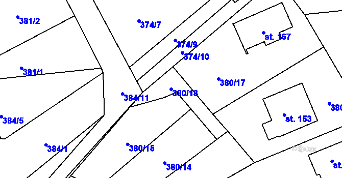 Parcela st. 380/18 v KÚ Trpišov, Katastrální mapa