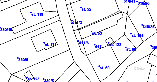 Parcela st. 511/3 v KÚ Trpišov, Katastrální mapa