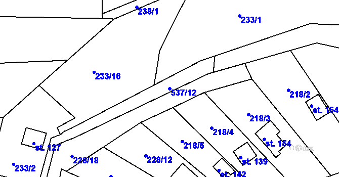 Parcela st. 537/12 v KÚ Trpišov, Katastrální mapa