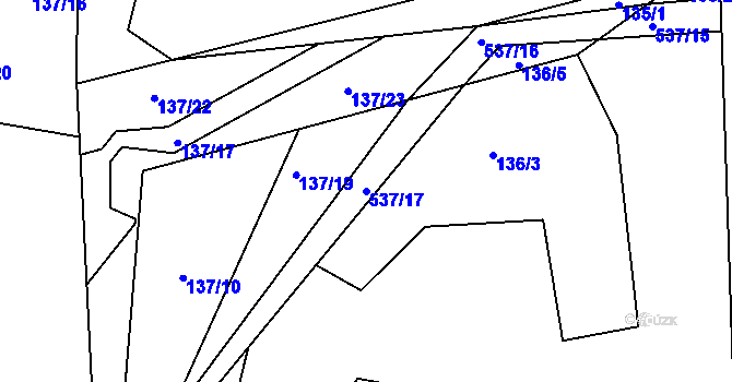 Parcela st. 537/17 v KÚ Trpišov, Katastrální mapa