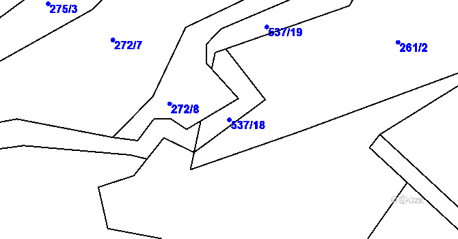 Parcela st. 537/18 v KÚ Trpišov, Katastrální mapa