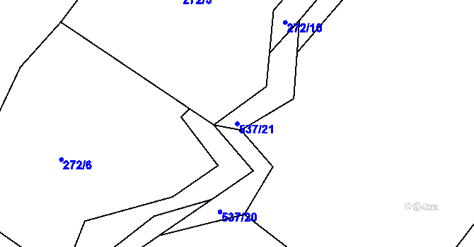 Parcela st. 537/21 v KÚ Trpišov, Katastrální mapa