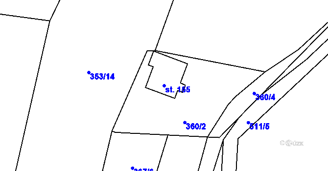 Parcela st. 155 v KÚ Trpišov, Katastrální mapa