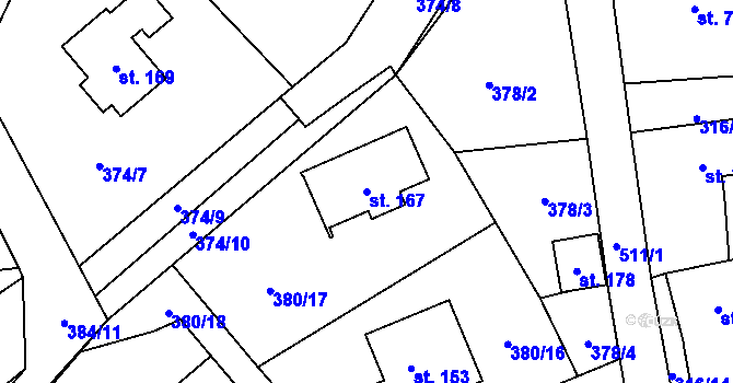 Parcela st. 167 v KÚ Trpišov, Katastrální mapa