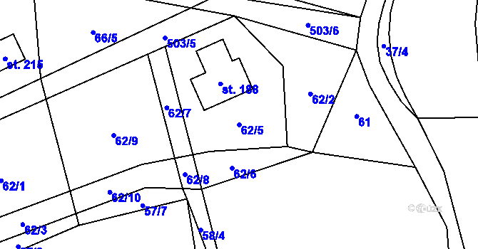 Parcela st. 62/5 v KÚ Trpišov, Katastrální mapa