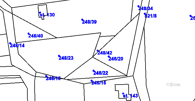 Parcela st. 248/42 v KÚ Trpišov, Katastrální mapa