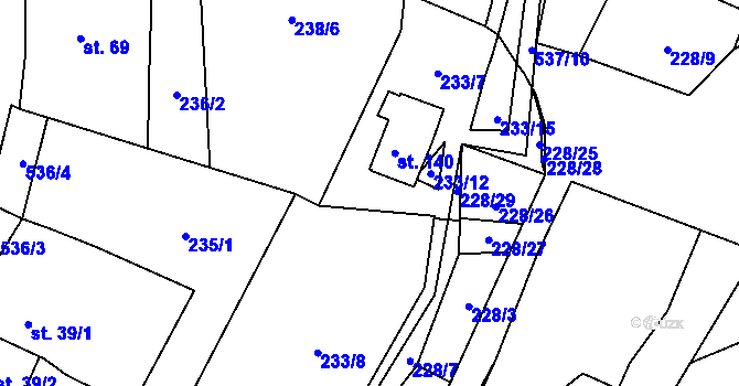 Parcela st. 233/17 v KÚ Trpišov, Katastrální mapa