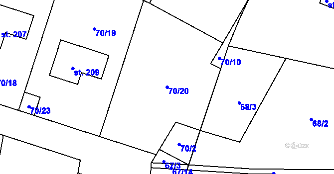 Parcela st. 70/20 v KÚ Trpišov, Katastrální mapa