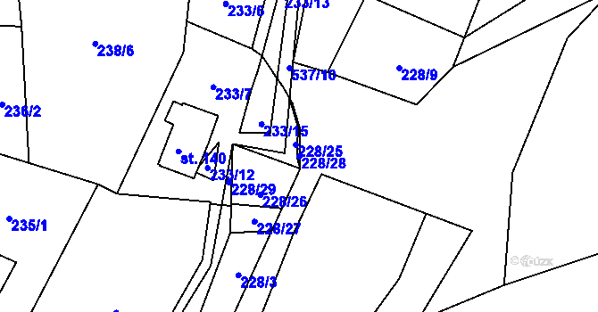 Parcela st. 228/28 v KÚ Trpišov, Katastrální mapa