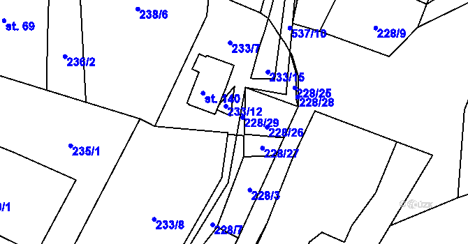 Parcela st. 537/29 v KÚ Trpišov, Katastrální mapa