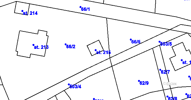 Parcela st. 215 v KÚ Trpišov, Katastrální mapa