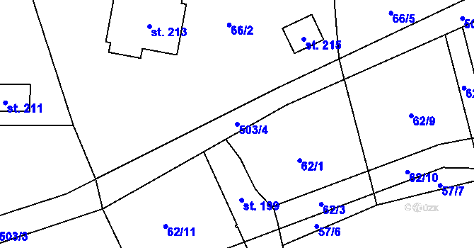 Parcela st. 503/4 v KÚ Trpišov, Katastrální mapa