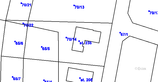 Parcela st. 235 v KÚ Trpišov, Katastrální mapa