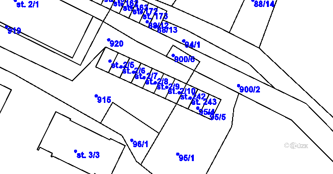 Parcela st. 2/10 v KÚ Svijanský Újezd, Katastrální mapa