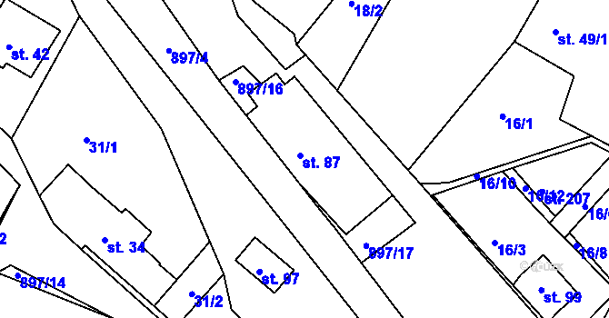 Parcela st. 87 v KÚ Svijanský Újezd, Katastrální mapa