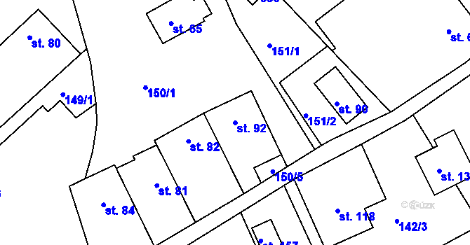 Parcela st. 92 v KÚ Svijanský Újezd, Katastrální mapa