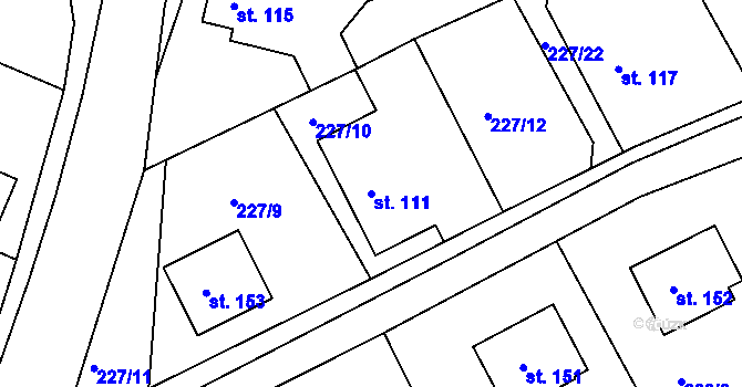 Parcela st. 111 v KÚ Svijanský Újezd, Katastrální mapa