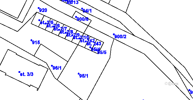 Parcela st. 95/5 v KÚ Svijanský Újezd, Katastrální mapa