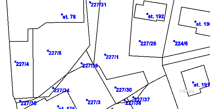 Parcela st. 227/1 v KÚ Svijanský Újezd, Katastrální mapa