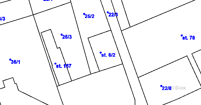 Parcela st. 6/2 v KÚ Svijany, Katastrální mapa