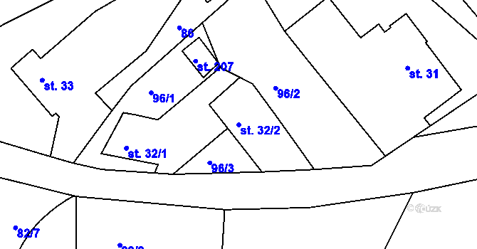 Parcela st. 32/2 v KÚ Svijany, Katastrální mapa