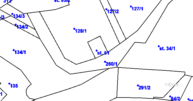 Parcela st. 51 v KÚ Svijany, Katastrální mapa