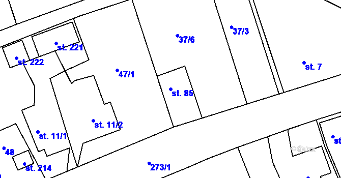 Parcela st. 85 v KÚ Svijany, Katastrální mapa