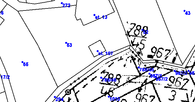 Parcela st. 107 v KÚ Svijany, Katastrální mapa
