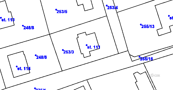Parcela st. 111 v KÚ Svijany, Katastrální mapa