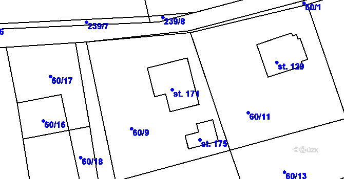 Parcela st. 171 v KÚ Svijany, Katastrální mapa