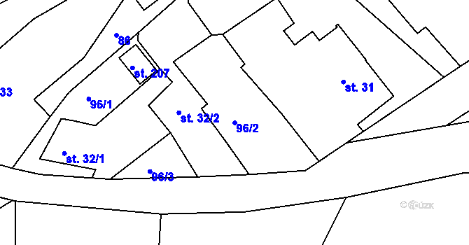 Parcela st. 96/2 v KÚ Svijany, Katastrální mapa