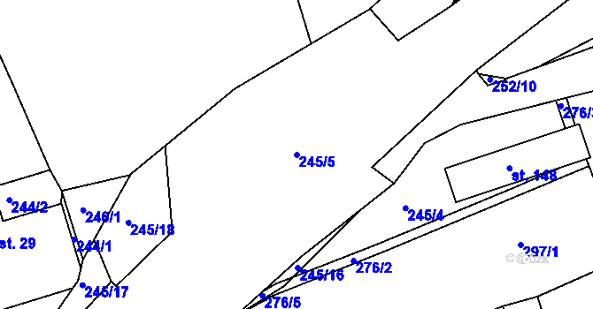 Parcela st. 245/5 v KÚ Svijany, Katastrální mapa