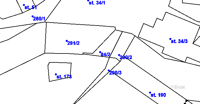 Parcela st. 84/2 v KÚ Svijany, Katastrální mapa
