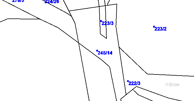 Parcela st. 245/14 v KÚ Svijany, Katastrální mapa