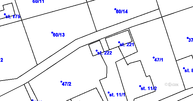 Parcela st. 222 v KÚ Svijany, Katastrální mapa