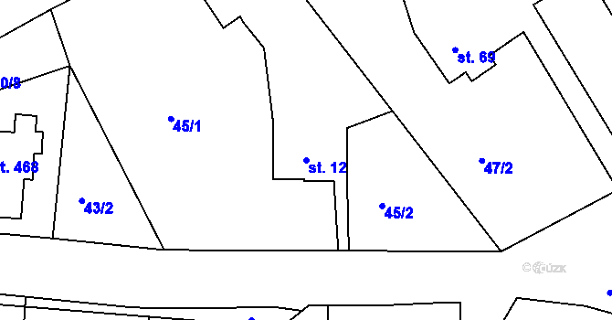 Parcela st. 12 v KÚ Svinary, Katastrální mapa