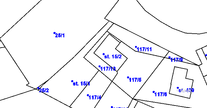 Parcela st. 15/2 v KÚ Svinary, Katastrální mapa