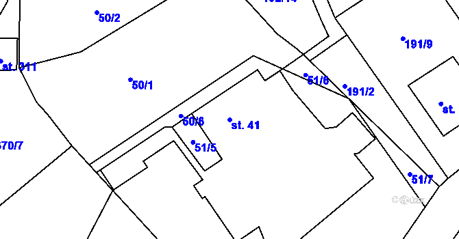 Parcela st. 41 v KÚ Svinary, Katastrální mapa
