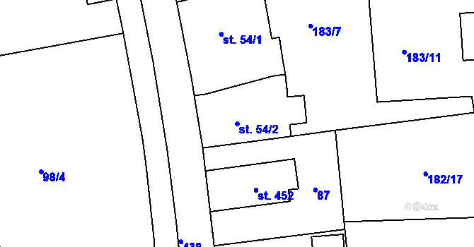 Parcela st. 54/2 v KÚ Svinary, Katastrální mapa