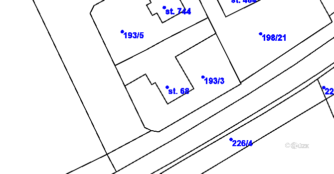 Parcela st. 68 v KÚ Svinary, Katastrální mapa