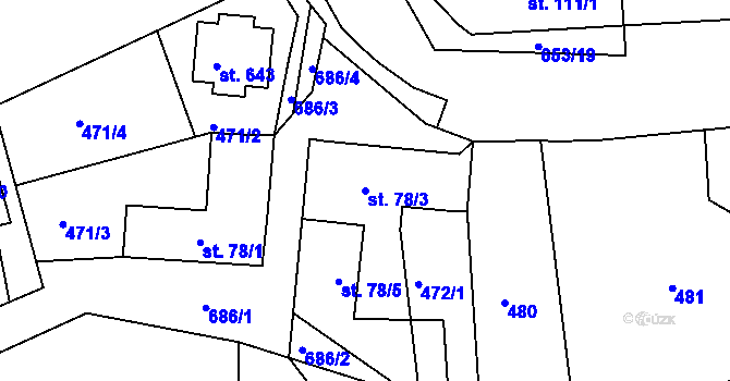 Parcela st. 78/3 v KÚ Svinary, Katastrální mapa