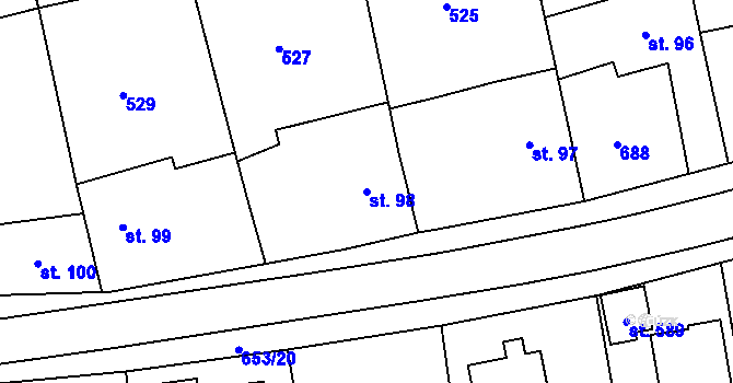 Parcela st. 98 v KÚ Svinary, Katastrální mapa