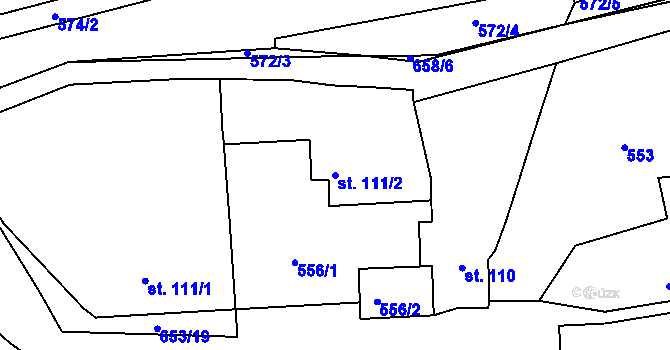 Parcela st. 111/2 v KÚ Svinary, Katastrální mapa
