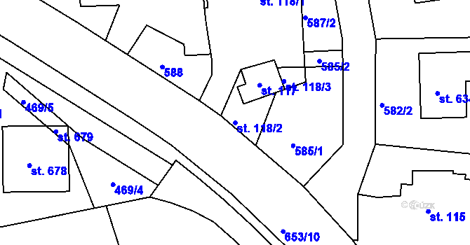 Parcela st. 118/2 v KÚ Svinary, Katastrální mapa